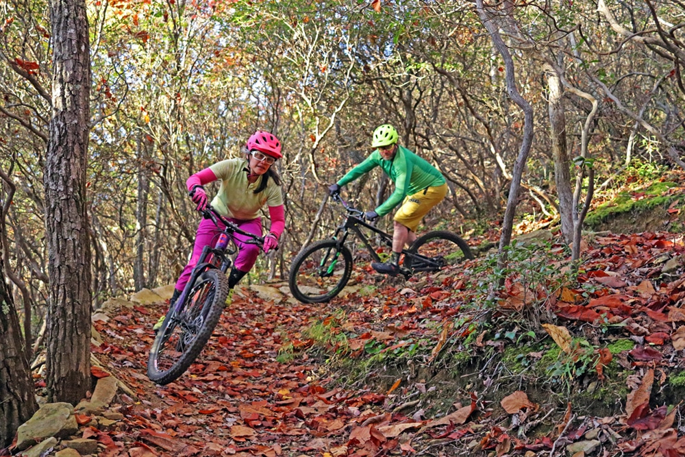 Mountain bikers on the Flag Rock Area Trails system, photo by Katie Dunn*